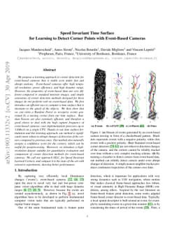 Speed Invariant Time Surface for Learning to Detect Corner Points with
  Event-Based Cameras