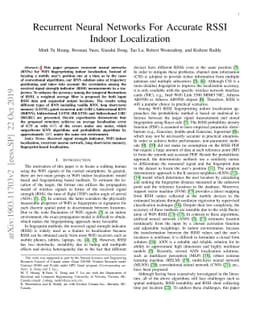 Recurrent Neural Networks For Accurate RSSI Indoor Localization
