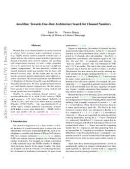 AutoSlim: Towards One-Shot Architecture Search for Channel Numbers