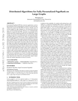 Distributed Algorithms for Fully Personalized PageRank on Large Graphs
