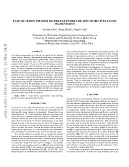 Feature Fusion Encoder Decoder Network For Automatic Liver Lesion
  Segmentation