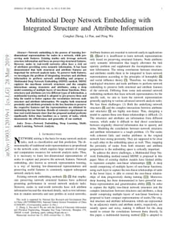 Multimodal Deep Network Embedding with Integrated Structure and
  Attribute Information