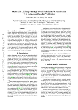 Multi-Task Learning with High-Order Statistics for X-vector based
  Text-Independent Speaker Verification