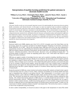 Interpretation of machine learning predictions for patient outcomes in
  electronic health records