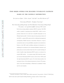 Time series models for realized covariance matrices based on the
  matrix-F distribution