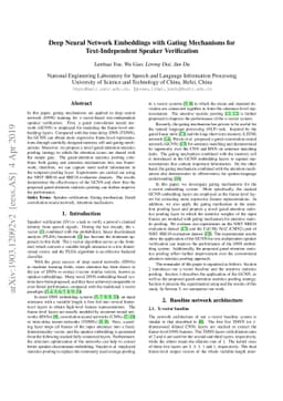 Deep Neural Network Embeddings with Gating Mechanisms for
  Text-Independent Speaker Verification