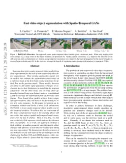 Fast video object segmentation with Spatio-Temporal GANs