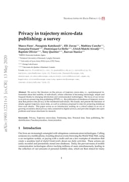 Privacy in trajectory micro-data publishing : a survey