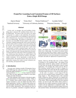 FrameNet: Learning Local Canonical Frames of 3D Surfaces from a Single
  RGB Image