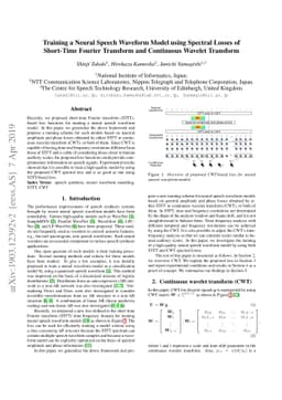 Training a Neural Speech Waveform Model using Spectral Losses of
  Short-Time Fourier Transform and Continuous Wavelet Transform