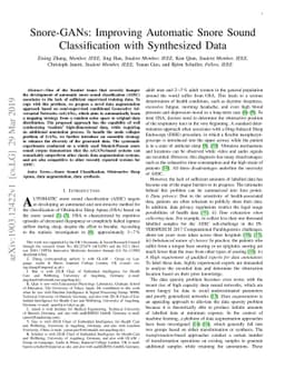 Snore-GANs: Improving Automatic Snore Sound Classification with
  Synthesized Data