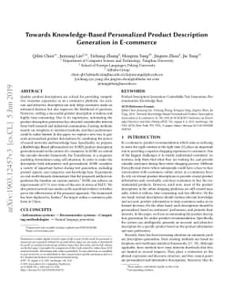 Towards Knowledge-Based Personalized Product Description Generation in
  E-commerce