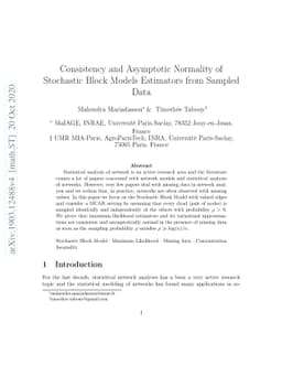 Consistency and Asymptotic Normality of Stochastic Block Models
  Estimators from Sampled Data