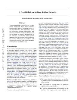 A Provable Defense for Deep Residual Networks