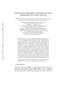 Infinite Brain MR Images: PGGAN-based Data Augmentation for Tumor
  Detection