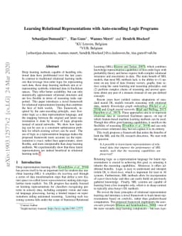 Learning Relational Representations with Auto-encoding Logic Programs