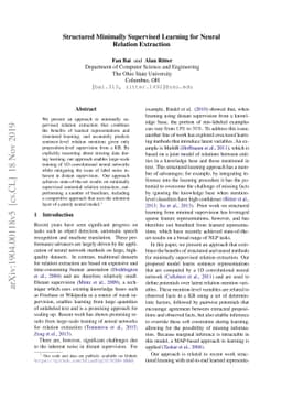 Structured Minimally Supervised Learning for Neural Relation Extraction