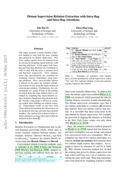 Distant Supervision Relation Extraction with Intra-Bag and Inter-Bag
  Attentions