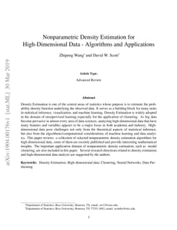 Nonparametric Density Estimation for High-Dimensional Data - Algorithms
  and Applications