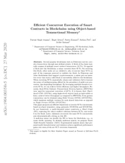 Efficient Concurrent Execution of Smart Contracts in Blockchains using
  Object-based Transactional Memory