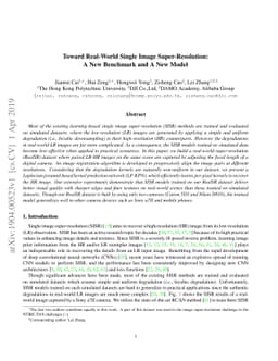 Toward Real-World Single Image Super-Resolution: A New Benchmark and A
  New Model