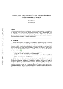 Unsupervised Contextual Anomaly Detection using Joint Deep Variational
  Generative Models