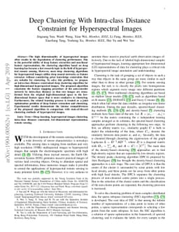 Deep Clustering With Intra-class Distance Constraint for Hyperspectral
  Images