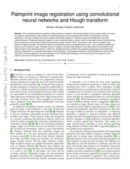 Palmprint image registration using convolutional neural networks and
  Hough transform