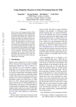 Using Similarity Measures to Select Pretraining Data for NER