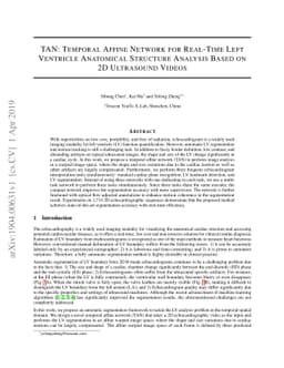 TAN: Temporal Affine Network for Real-Time Left Ventricle Anatomical
  Structure Analysis Based on 2D Ultrasound Videos