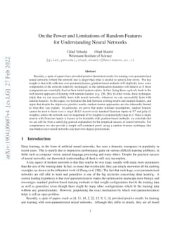 On the Power and Limitations of Random Features for Understanding Neural
  Networks