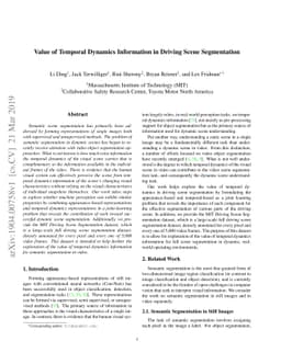 Value of Temporal Dynamics Information in Driving Scene Segmentation