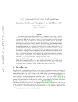 Deep Demosaicing for Edge Implementation
