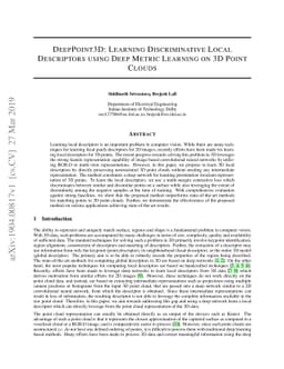 DeepPoint3D: Learning Discriminative Local Descriptors using Deep Metric
  Learning on 3D Point Clouds