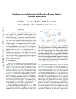 Significance-aware Information Bottleneck for Domain Adaptive Semantic
  Segmentation