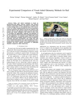 Experimental Comparison of Visual-Aided Odometry Methods for Rail
  Vehicles