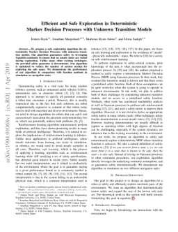 Efficient and Safe Exploration in Deterministic Markov Decision
  Processes with Unknown Transition Models