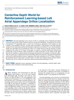 Centerline Depth World Reinforcement Learning-based Left Atrial
  Appendage Orifice Localization