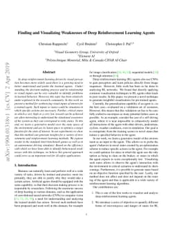 Finding and Visualizing Weaknesses of Deep Reinforcement Learning Agents