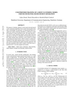Unsupervised training of a deep clustering model for multichannel blind
  source separation