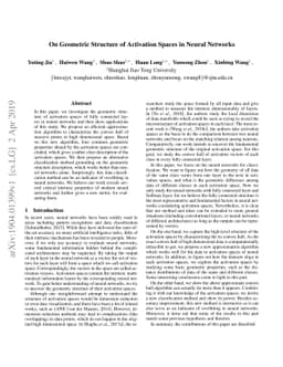 On Geometric Structure of Activation Spaces in Neural Networks