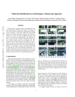Vehicle Re-identification in Aerial Imagery: Dataset and Approach