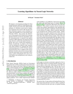 Learning Algorithms via Neural Logic Networks