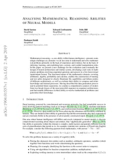 Analysing Mathematical Reasoning Abilities of Neural Models