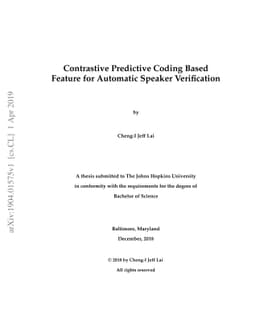Contrastive Predictive Coding Based Feature for Automatic Speaker
  Verification