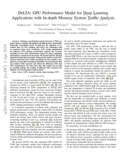 DeLTA: GPU Performance Model for Deep Learning Applications with
  In-depth Memory System Traffic Analysis