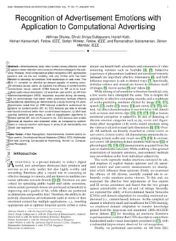 Recognition of Advertisement Emotions with Application to Computational
  Advertising
