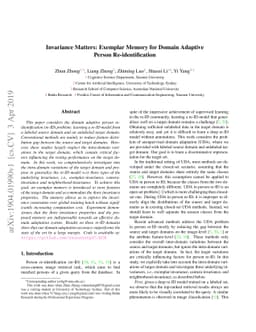 Invariance Matters: Exemplar Memory for Domain Adaptive Person
  Re-identification