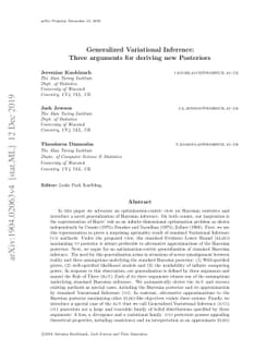 Generalized Variational Inference: Three arguments for deriving new
  Posteriors