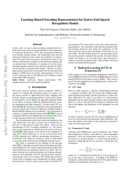 Learning Shared Encoding Representation for End-to-End Speech
  Recognition Models